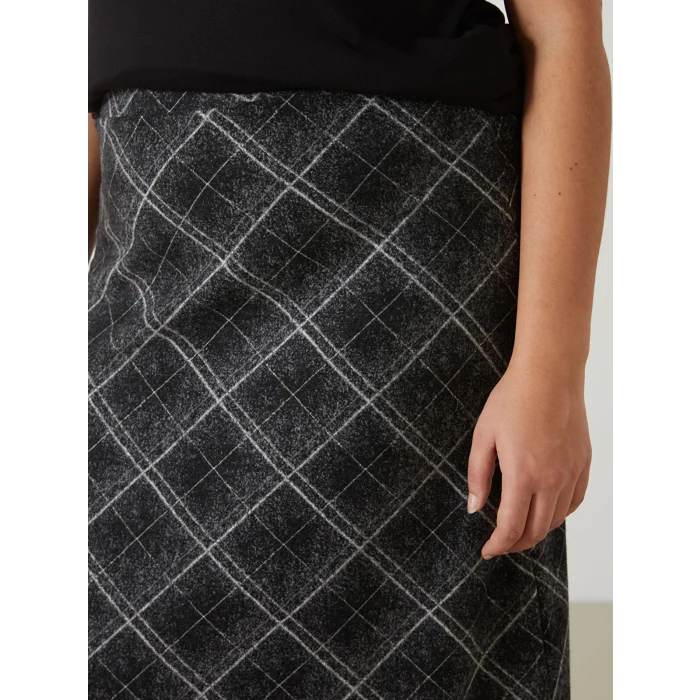 LCW Grace SİYAH Beli Lastikli Desenli Kadın Etek