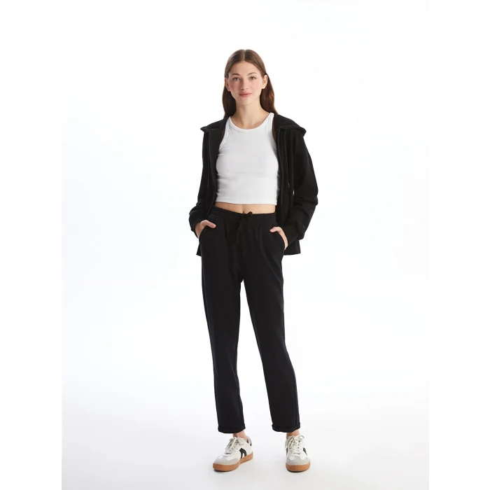 LCW Vision SİYAH Kadın Beli Lastikli Düz Eşofman Altı