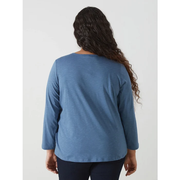 LCW Grace İNDİGO Bisiklet Yaka Nakışlı Kadın Bluz