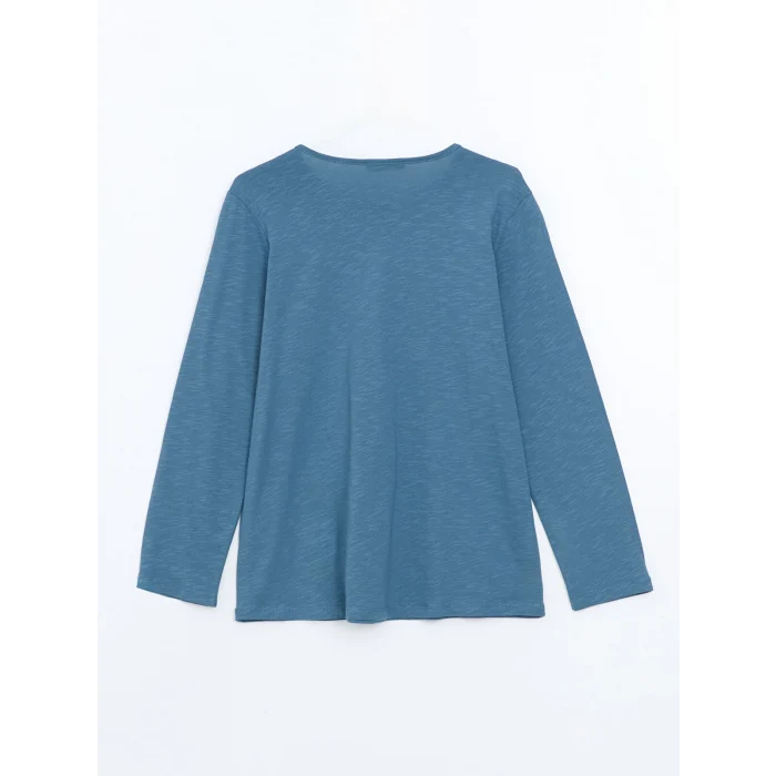 LCW Grace İNDİGO Bisiklet Yaka Nakışlı Kadın Bluz