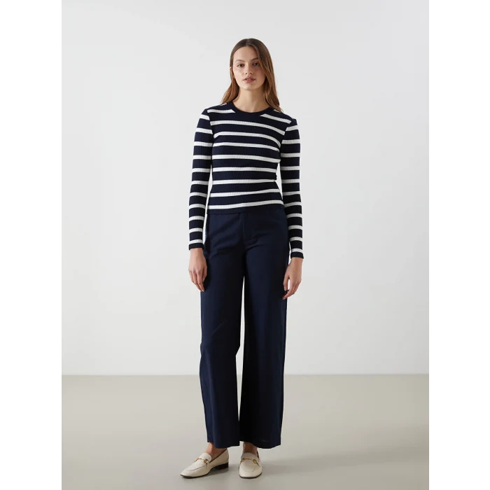 LCW Vision LACİVERT Bisiklet Yaka Çizgili Kadın Body