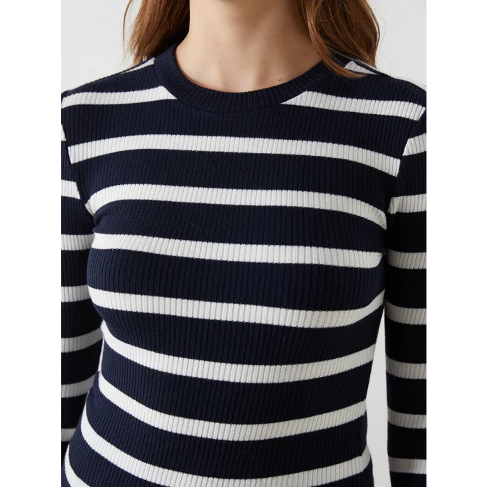 LCW Vision LACİVERT Bisiklet Yaka Çizgili Kadın Body