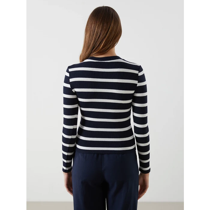 LCW Vision LACİVERT Bisiklet Yaka Çizgili Kadın Body