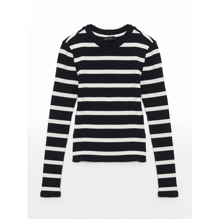 LCW Vision LACİVERT Bisiklet Yaka Çizgili Kadın Body