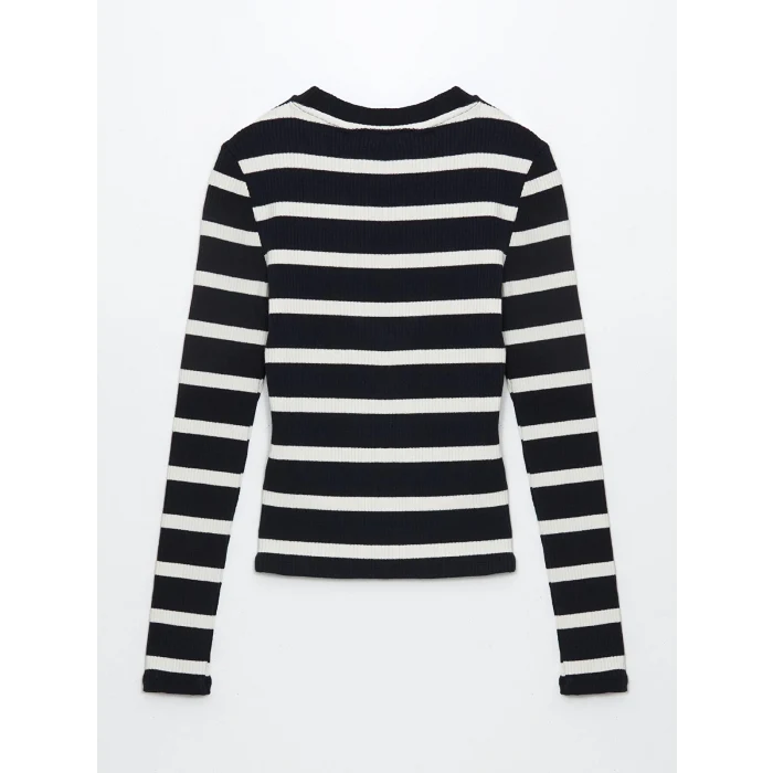 LCW Vision LACİVERT Bisiklet Yaka Çizgili Kadın Body