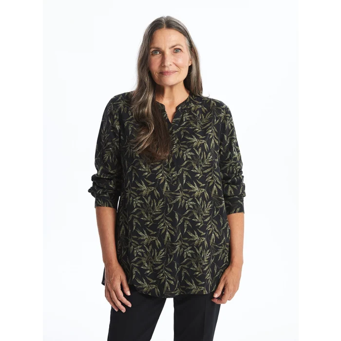 LCW Grace HAKİ Kaçık Yaka Desenli Kadın Bluz