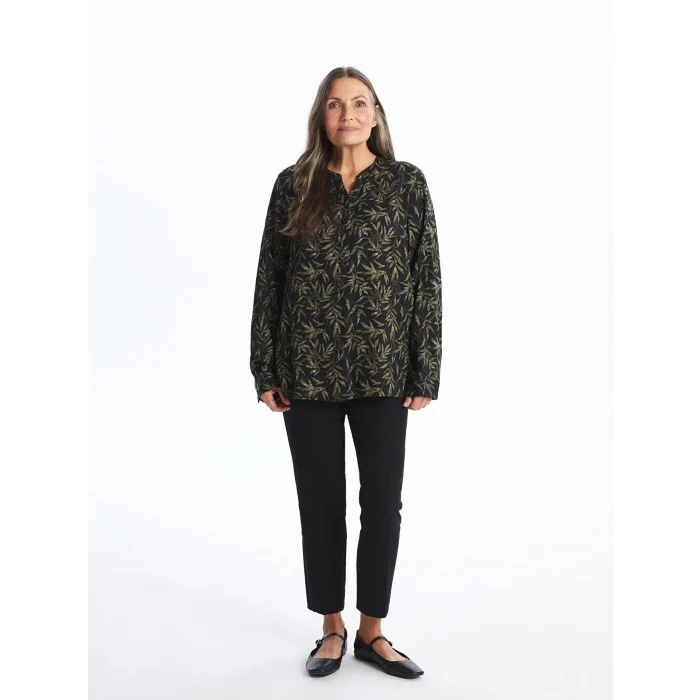 LCW Grace HAKİ Kaçık Yaka Desenli Kadın Bluz