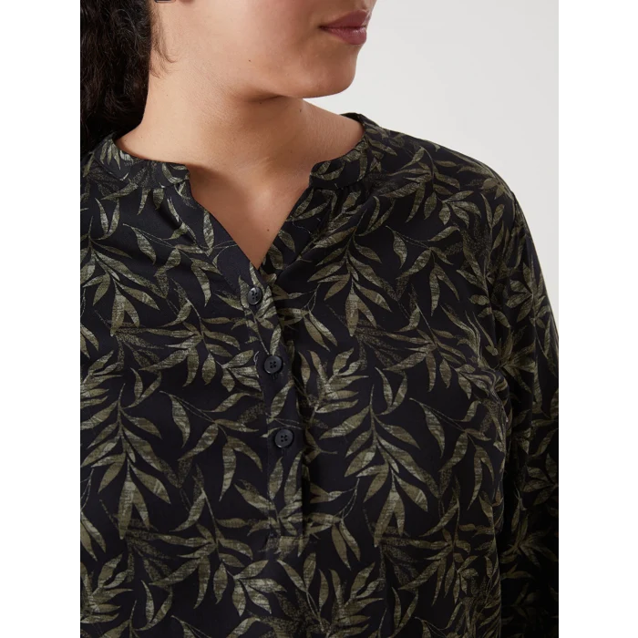 LCW Grace HAKİ Kaçık Yaka Desenli Kadın Bluz