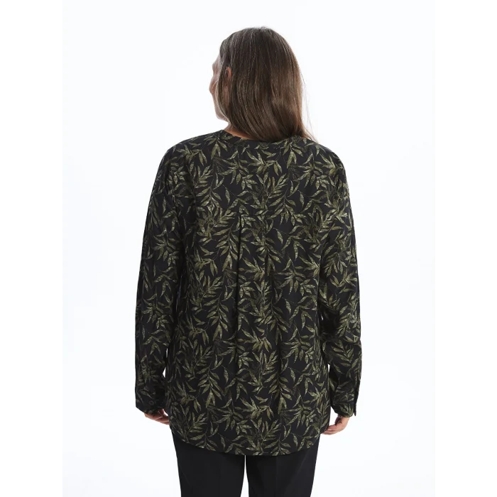LCW Grace HAKİ Kaçık Yaka Desenli Kadın Bluz