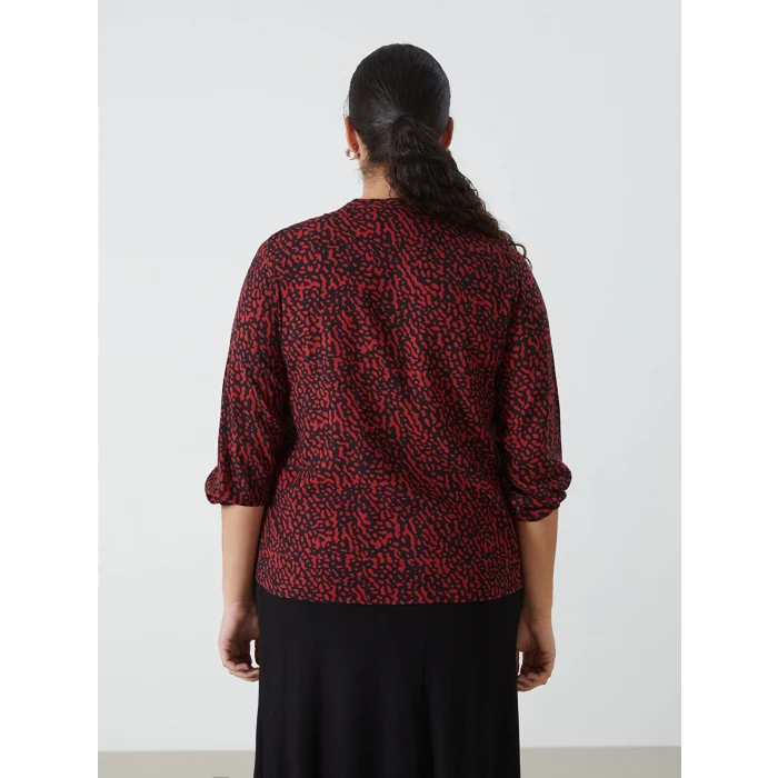 LCWAIKIKI Classic KIRMIZI Bağlamalı Yaka Desenli Kadın Bluz