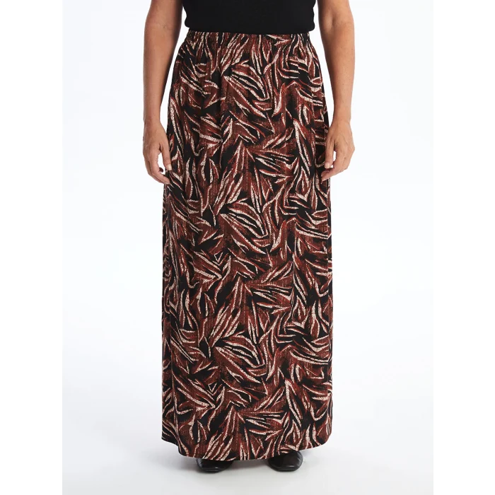 LCW Grace SİYAH Beli Lastikli Desenli Kadın Etek