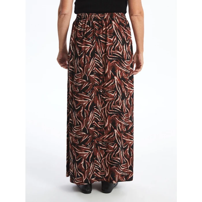 LCW Grace SİYAH Beli Lastikli Desenli Kadın Etek