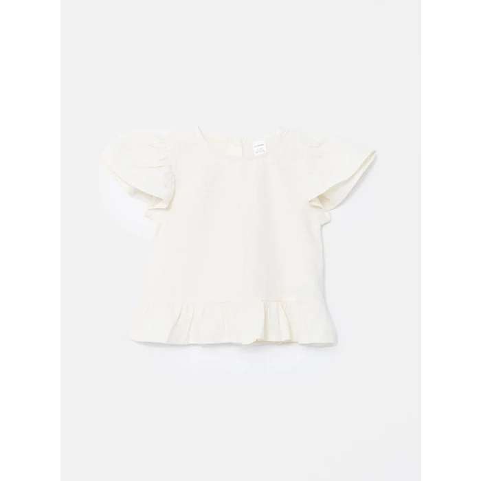 LCW Kids EKRU Bisiklet Yaka Basic Kız Çocuk Bluz ve Şort Etek 2li Takım