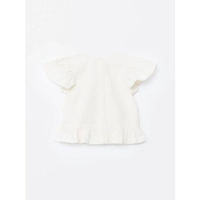 LCW Kids EKRU Bisiklet Yaka Basic Kız Çocuk Bluz ve Şort Etek 2li Takım