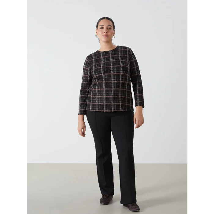 LC WAIKIKI SİYAH Bisiklet Yaka Desenli Kadın Bluz