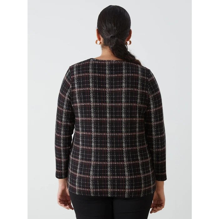 LC WAIKIKI SİYAH Bisiklet Yaka Desenli Kadın Bluz