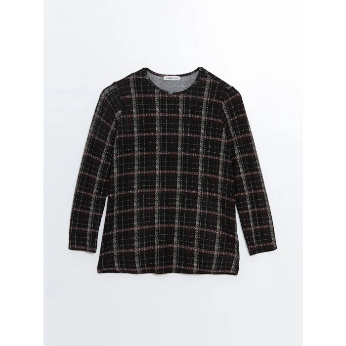 LC WAIKIKI SİYAH Bisiklet Yaka Desenli Kadın Bluz