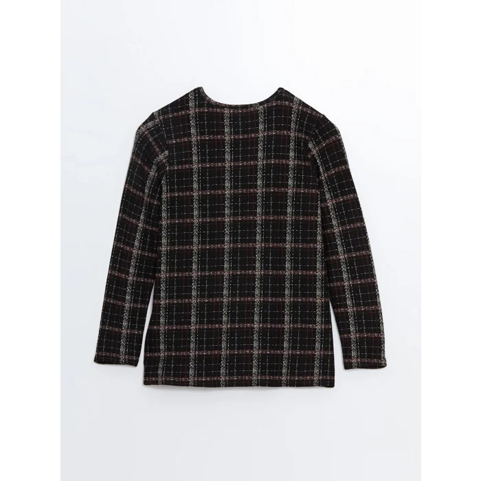 LC WAIKIKI SİYAH Bisiklet Yaka Desenli Kadın Bluz