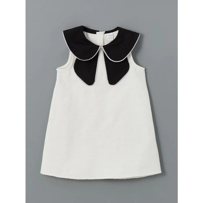 LCW Kids EKRU Bebe Yaka Armürlü Kız Çocuk Elbise