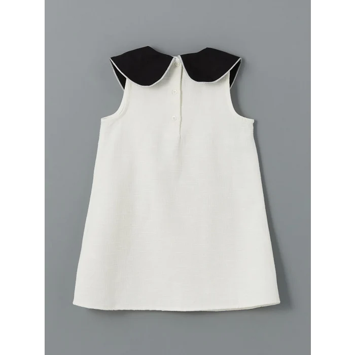 LCW Kids EKRU Bebe Yaka Armürlü Kız Çocuk Elbise