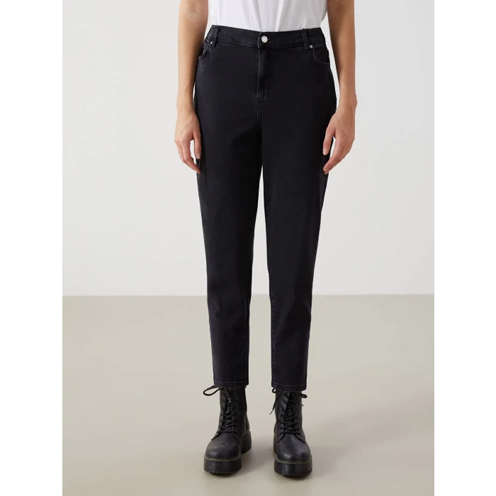 LCW Modest SİYAH Mom Fit Kadın Jean Pantolon