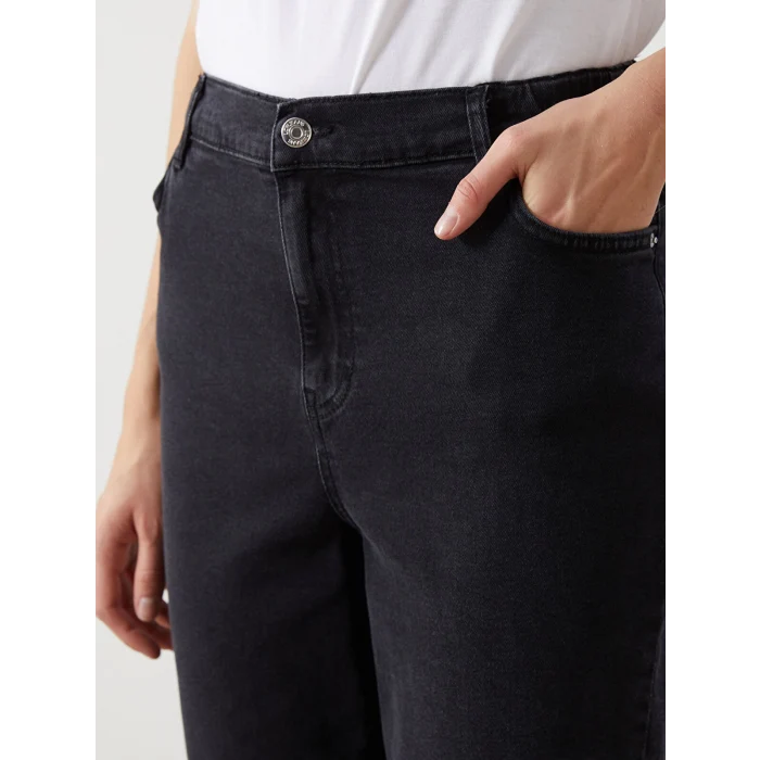 LCW Modest SİYAH Mom Fit Kadın Jean Pantolon