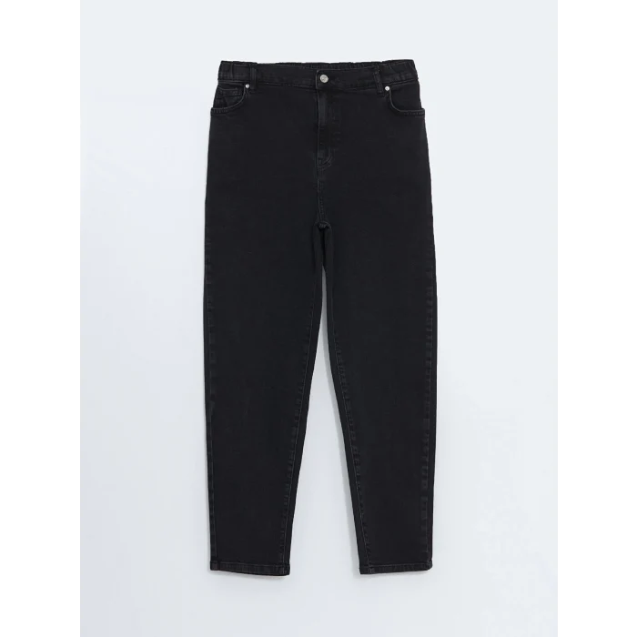 LCW Modest SİYAH Mom Fit Kadın Jean Pantolon