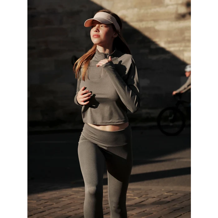 XSIDE ACTIVE ANTRASİT Dik Yaka Kadın Spor Tişört