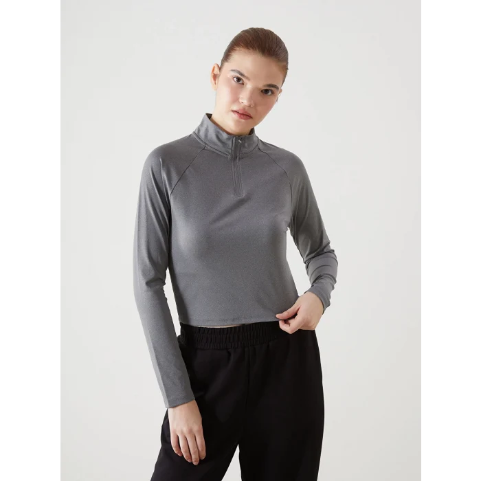 XSIDE ACTIVE ANTRASİT Dik Yaka Kadın Spor Tişört