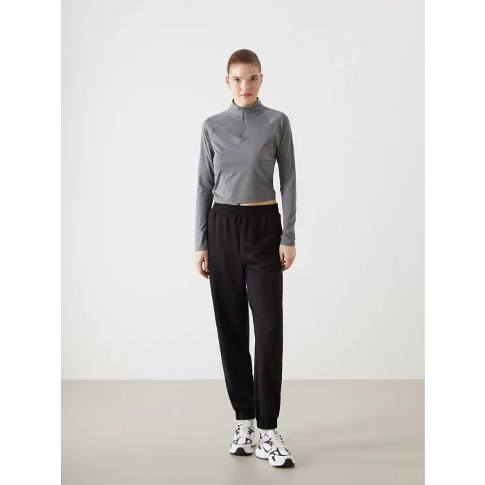 XSIDE ACTIVE ANTRASİT Dik Yaka Kadın Spor Tişört