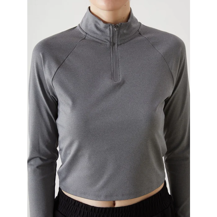 XSIDE ACTIVE ANTRASİT Dik Yaka Kadın Spor Tişört