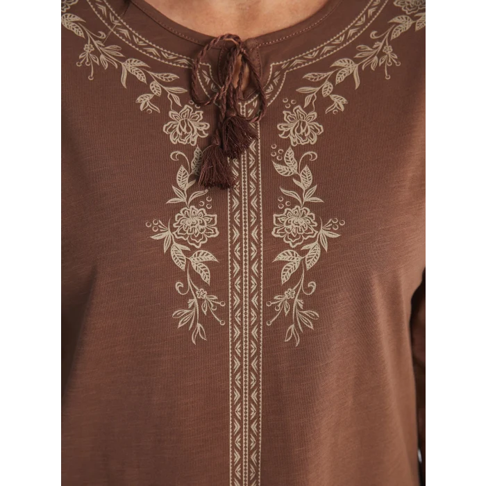 LCW Grace KAHVERENGİ Bağlamalı Yaka Desenli Kadın Bluz