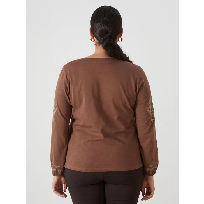 LCW Grace KAHVERENGİ Bağlamalı Yaka Desenli Kadın Bluz