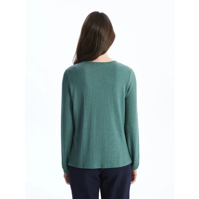 LCW Grace YEŞİL Bisiklet Yaka Desenli Kadın Tişört