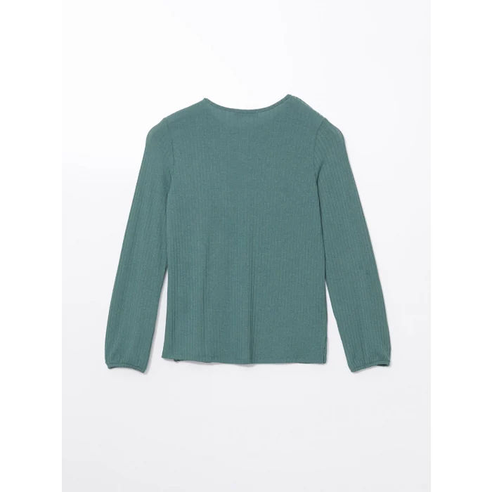 LCW Grace YEŞİL Bisiklet Yaka Desenli Kadın Tişört