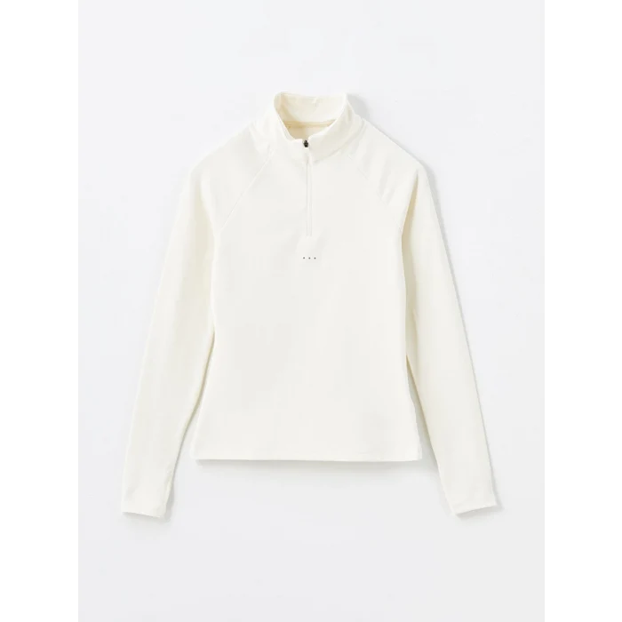 XSIDE ACTIVE EKRU Dik Yaka Reflektör Baskılı Kadın Spor Tişört