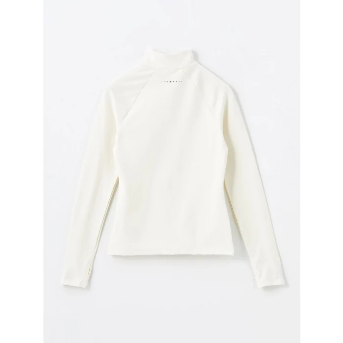 XSIDE ACTIVE EKRU Dik Yaka Reflektör Baskılı Kadın Spor Tişört