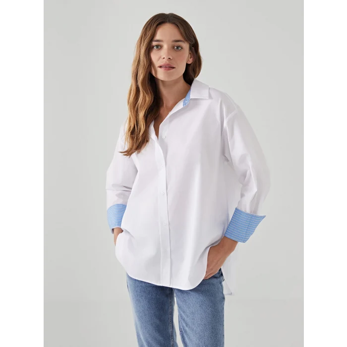 LCW Vision EKRU Oversize Kadın Gömlek