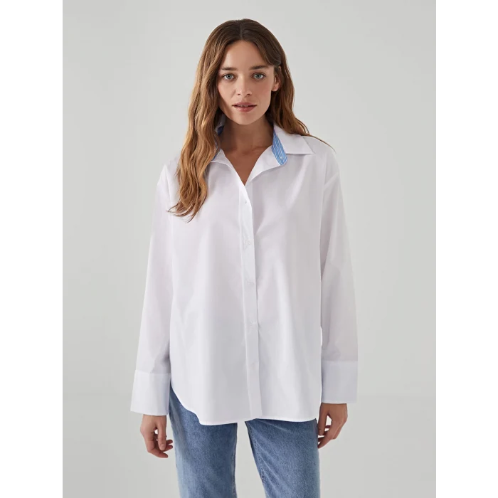LCW Vision EKRU Oversize Kadın Gömlek