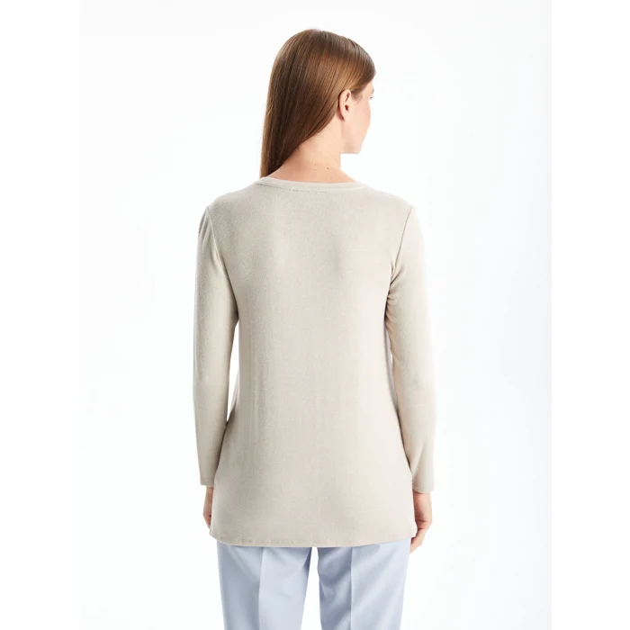 LCWAIKIKI Classic BEJ Bisiklet Yaka Kadın Tişört