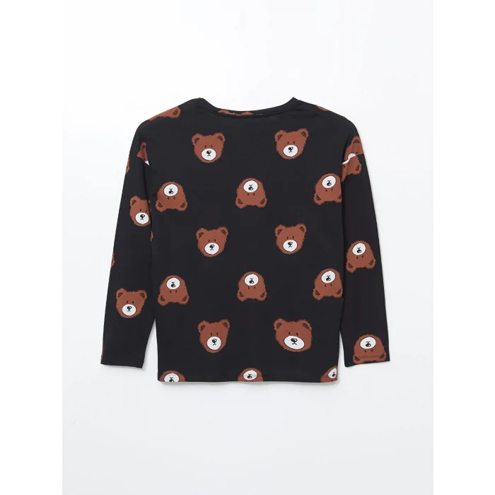 LCW Young SİYAH Bisiklet Yaka Baskılı Kadın Pijama Takımı