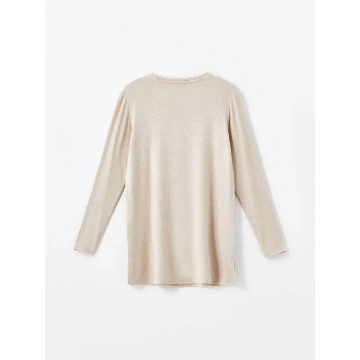 LCWAIKIKI Classic BEJ Bisiklet Yaka Kadın Tişört