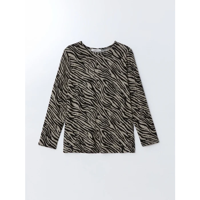 LC WAIKIKI BEJ Bisiklet Yaka Desenli Kadın Bluz