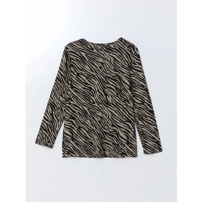 LC WAIKIKI BEJ Bisiklet Yaka Desenli Kadın Bluz