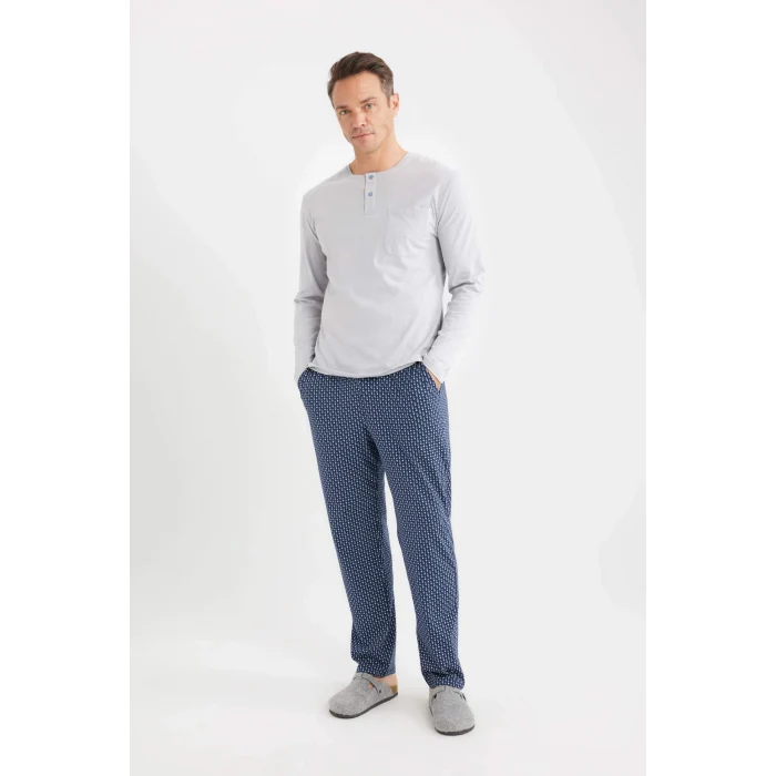 Defacto D8227 Gri Regular Fit Kareli Cepli Pijama Altı
