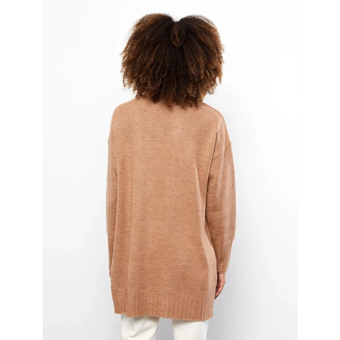 LCW Vision KAHVERENGİ Şal Yaka Düz Uzun Kollu Kadın Triko Hırka