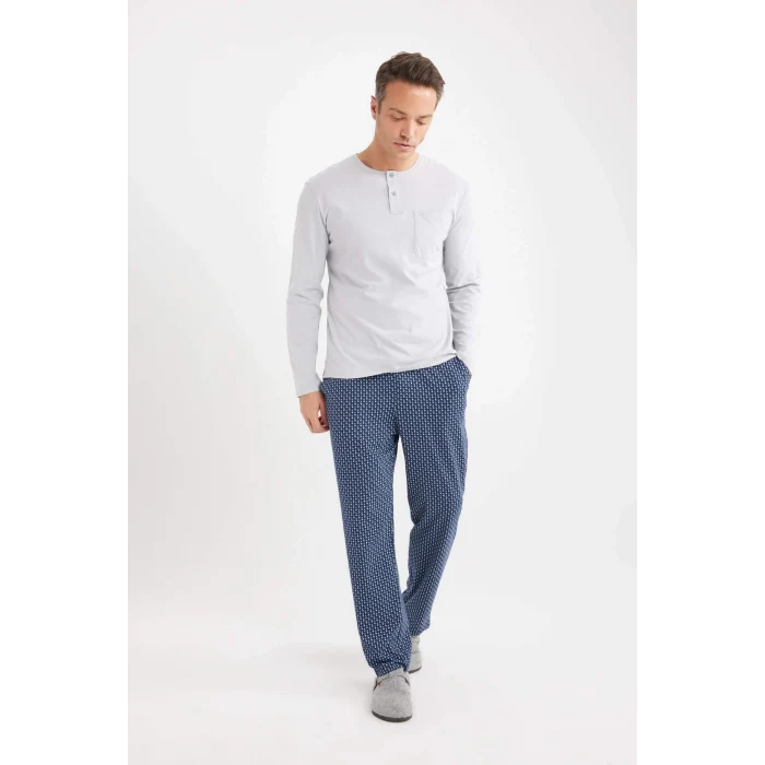 Defacto D8227 Gri Regular Fit Kareli Cepli Pijama Altı