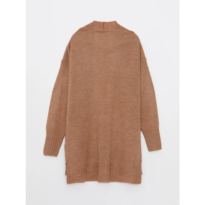 LCW Vision KAHVERENGİ Şal Yaka Düz Uzun Kollu Kadın Triko Hırka