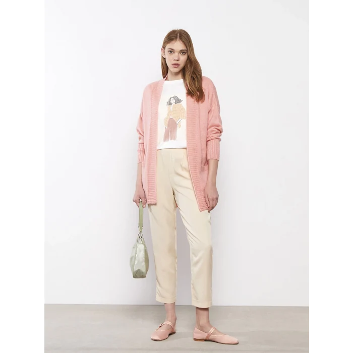 LCW Vision PEMBE Şal Yaka Düz Uzun Kollu Kadın Triko Hırka