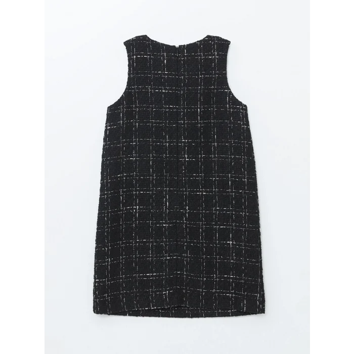 LCW Kids SİYAH Bisiklet Yaka Kız Çocuk Tüvit Elbise